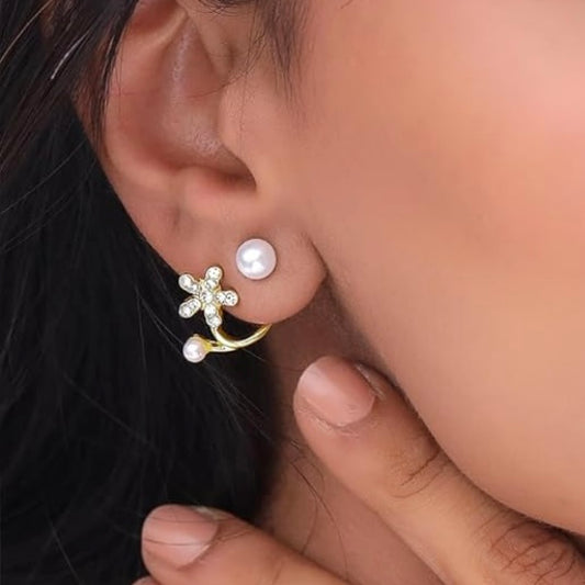 White Floral K-Earrings